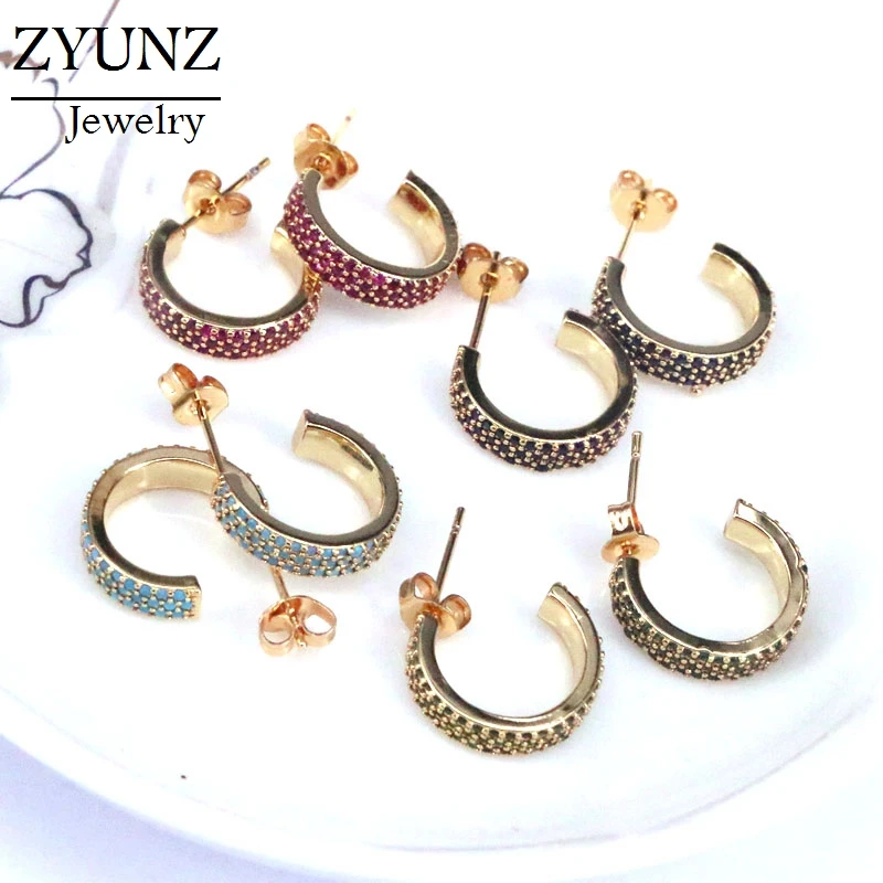 4 пары c-образные серьги-гвоздики ювелирные изделия многоцветный кубический