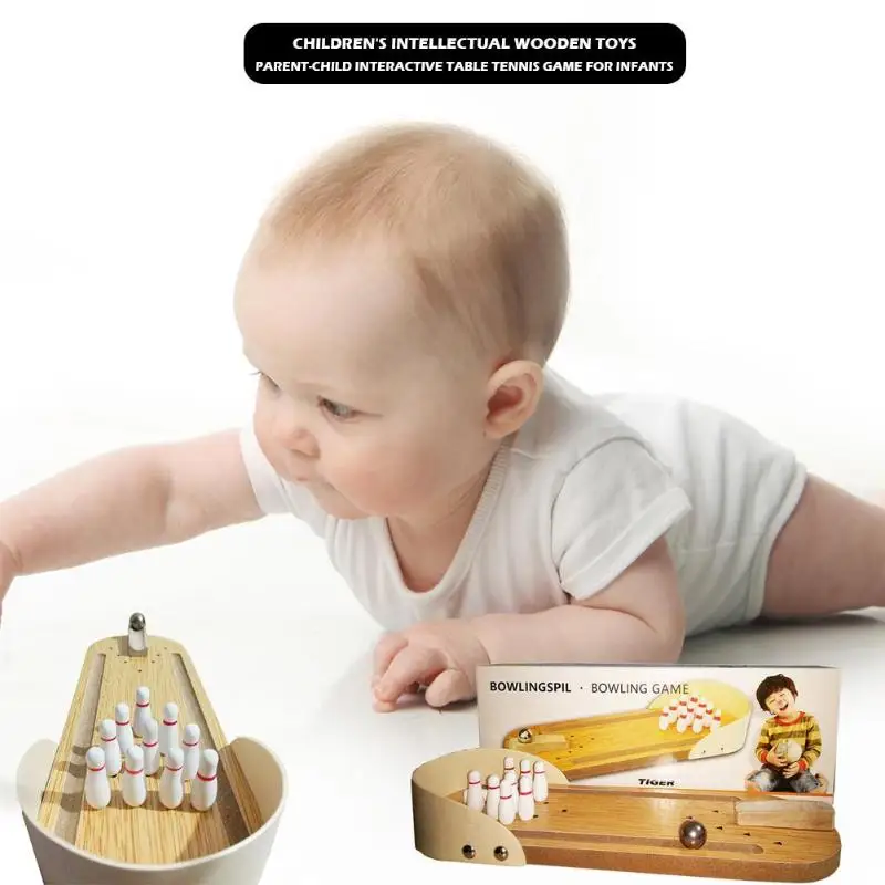 Mini Wooden Desktop Bowling Game Kids Children Developmental Toy for Gift Decor Skillful Design and Exquisite Appearance