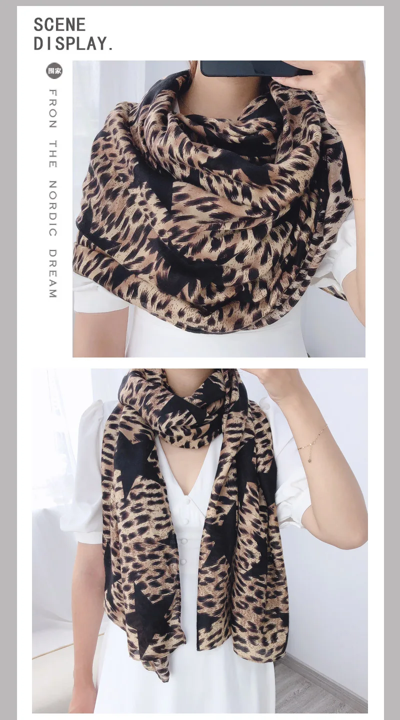 Роскошный бренд Srping женский длинный шарф из хлопка с леопардовым принтом тонкий хиджаб мягкий летний женский Пашмина новая вискозная Осенняя шаль