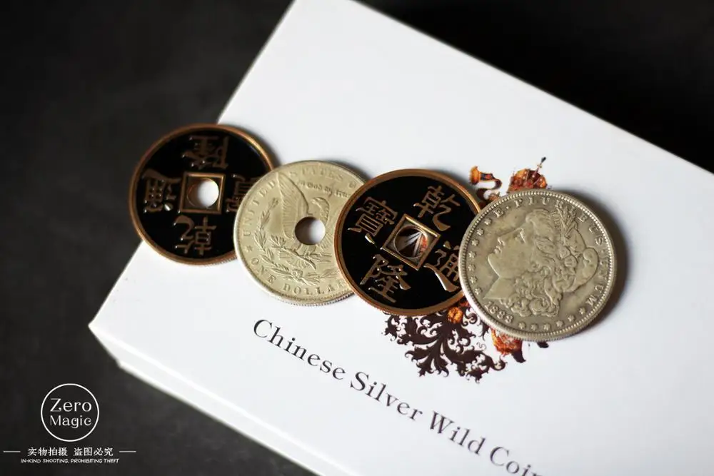 Китайские Серебряные Дикие монеты, три-одна монета изменение магии крупным планом иллюзий мерцающий опора, выглядят исчезающим физмом Горячие, волшебные трюки