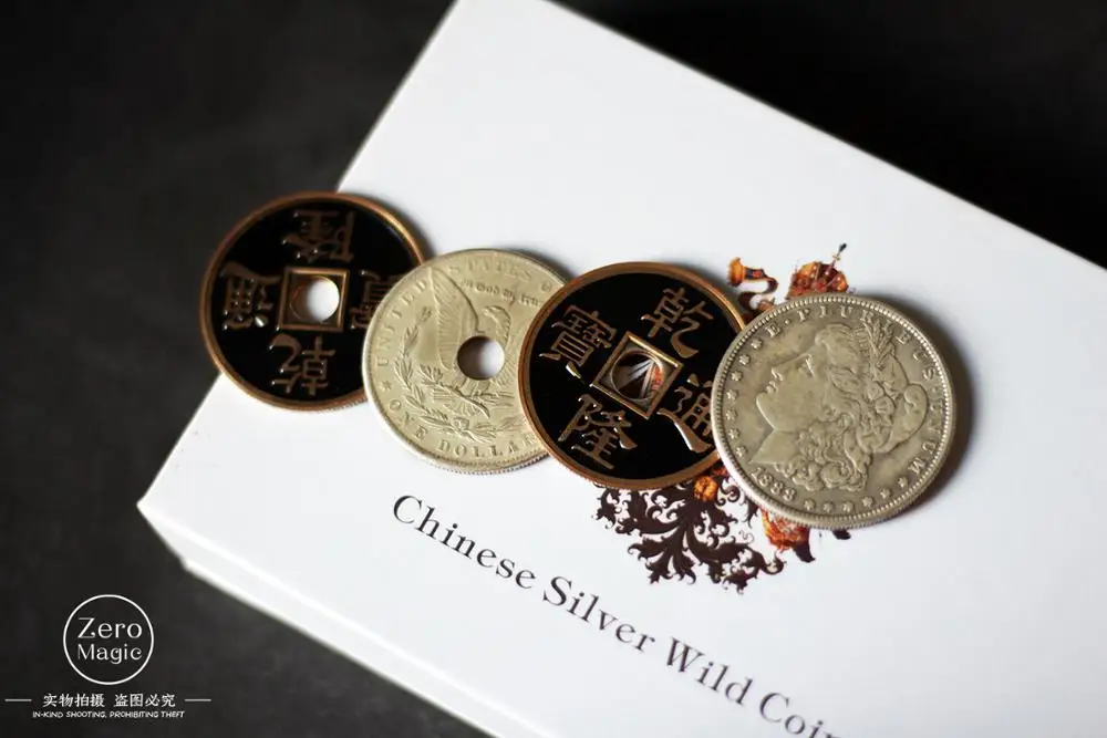

Chinese Silver Wild Coins,Three to One Coin Change Magia Close Up Illusions Gimmick Prop Appear Vanish FISM hot, Magic Tricks