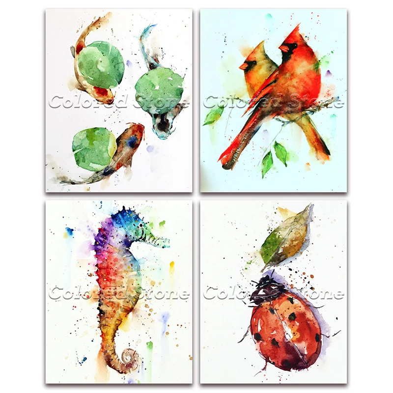 Полностью Квадратный бриллиант 5D Вышивка крестиком животные рыба птица морская