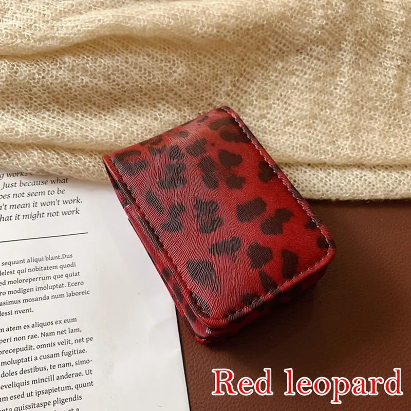 red leopard Oeak, модный мешочек для помады, Женская портативная косметичка с зеркалом, мини сумка для женщин, чехол для макияжа, Женский чехол для помады - Цвет: red leopard