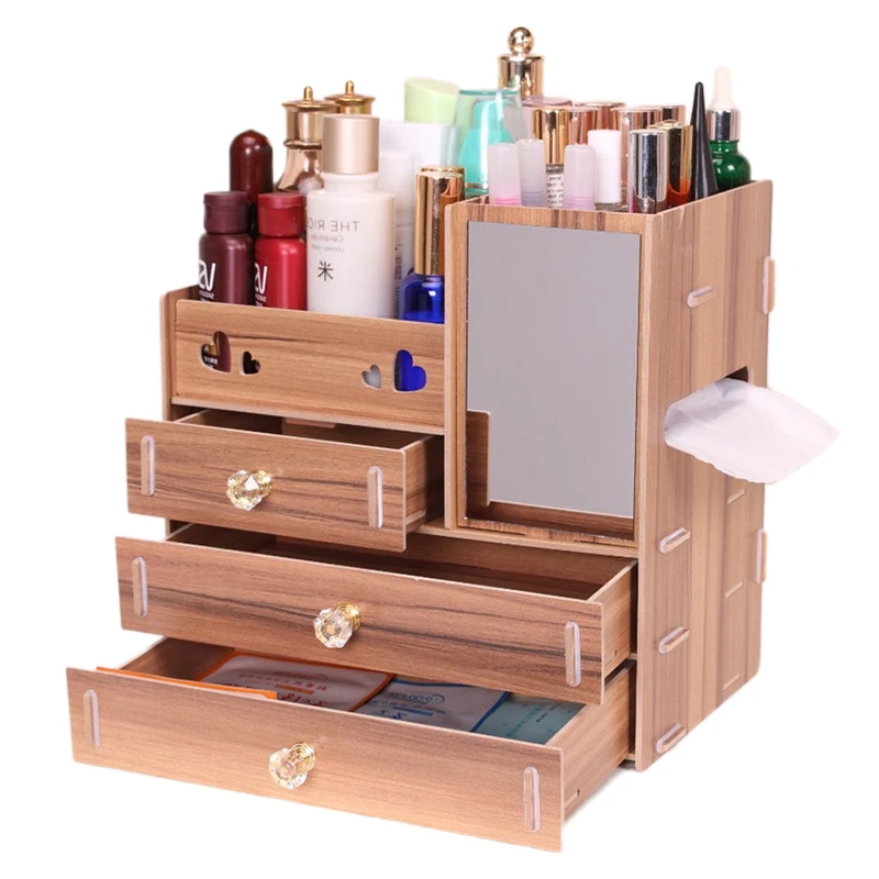 

Jewelry Container Wood Drawer Organizer Handmade Cosmetic Storage Organizer Box DIY Wooden Storage Box Makeup Organizer