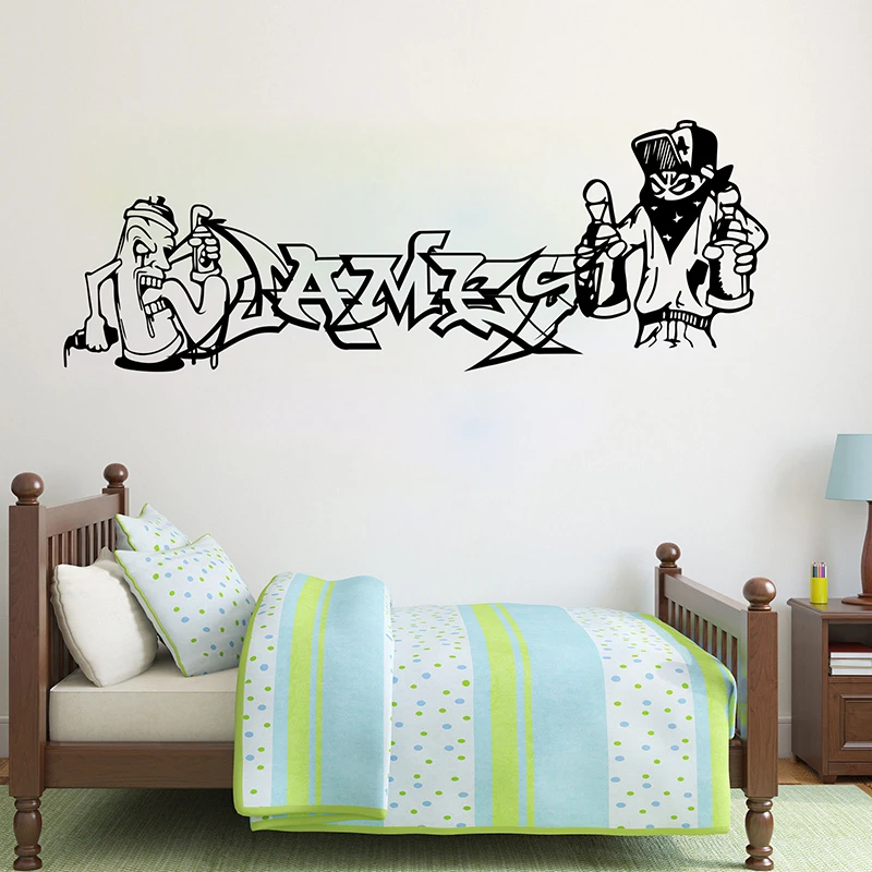Custom Name Graffiti Street Wall Sticker Boy Room Nursery Personalized Name Graffiti Wall Decal Bedroom Kids Room Vinyl Decor (2)