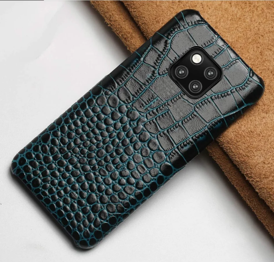 Чехол из натуральной крокодиловой кожи для телефона huawei mate 9 10 20 P9 p10 p20 p30 lite pro p smart - Цвет: Темно-синий