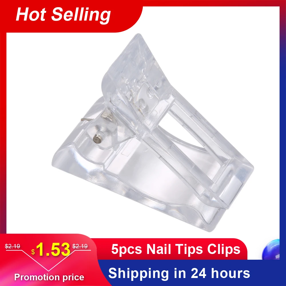 

Set Of 5Pcs Transparent Polygel Quick Building Nail Tips Clips Finger Nail Extension Plastic Builder Clamps Manicure Nail Art