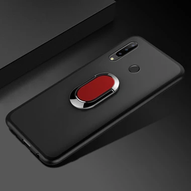 Красный Doogee N20 чехол Роскошный 6,3 дюймов мягкий черный пластик металлический палец чехол для телефона с кольцом для Doogee N20 чехол s - Цвет: Красный