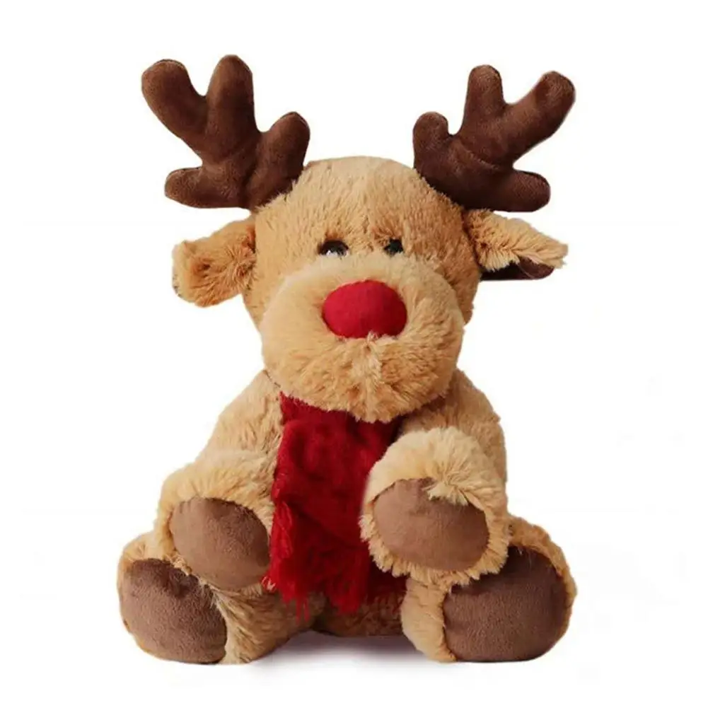 

Cute Scarf Reindeer Plush Stuffed Soft Doll Kids Toy Home Sofa Decor Xmas Gift Kids Educational Toys Christmas Ornaments