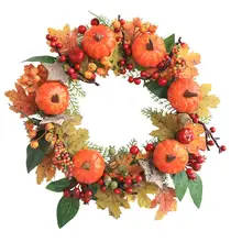 Рождественский венок-украшение 22 дюйма искусственный осенний венок осенние кленовые листья, тыквы с ягодами для передней двери осень# SW