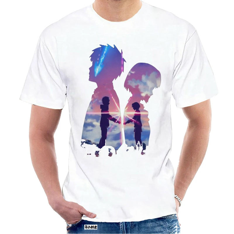 Japanese Anime Your Name Natural Cotton T Shirt Graphic Print Fashion Style T-shirt @051288 | Мужская одежда
