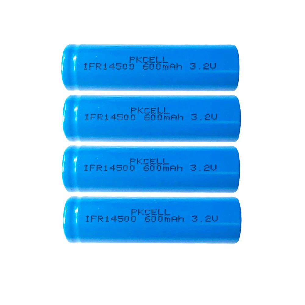 4 шт./лот PKCELL IFR14500 14500 600 мАч AA 3 2 В литий железо фосфатная аккумуляторная батарея