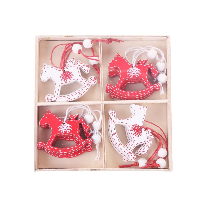 12pcs New Year Wood Christmas Tree Ornament Wooden Hanging Pendants Gifts Snow Elk Christmas Decora adornos de navidad