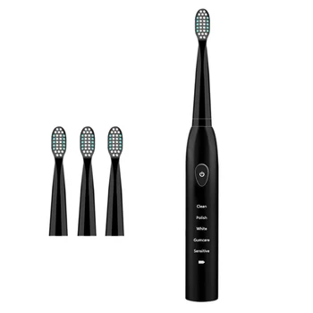 

Top Deals 5 Mode Sonic Rechargeable Electric Toothbrush 4x Brush Heads Waterproof Ipx7 Charging, Black (Normal Usb Charging)