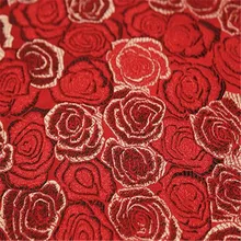 Полиэстер парча ткань красная роза цветы дизайн цветочный узор жаккардовые ткани для свадебных платьев