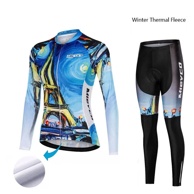 Женский зимний комплект из Джерси для велоспорта, длинная велосипедная одежда, Майо Ropa Ciclismo Cycle Bib, короткие штаны, 5D гелевая Подушка - Цвет: 14
