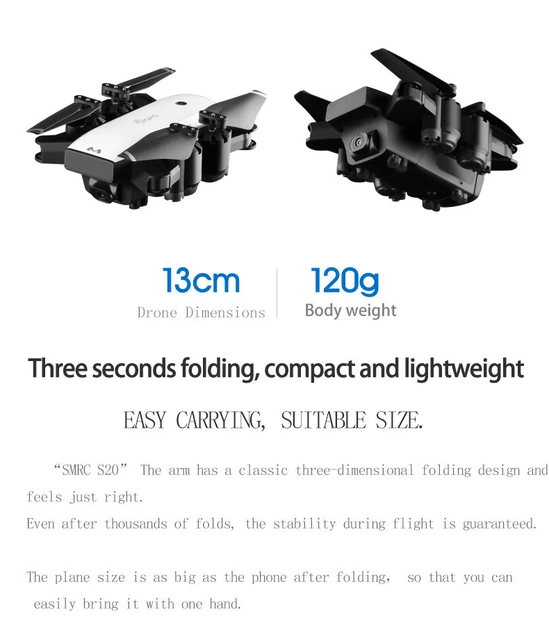 Пульт дистанционного управления SMRC S20 2,4G wifi FPV 1080P HD камера 120 широкоугольный Радиоуправляемый квадрокоптер+ 3 шт. батарея машина на радиоуправлении D30917