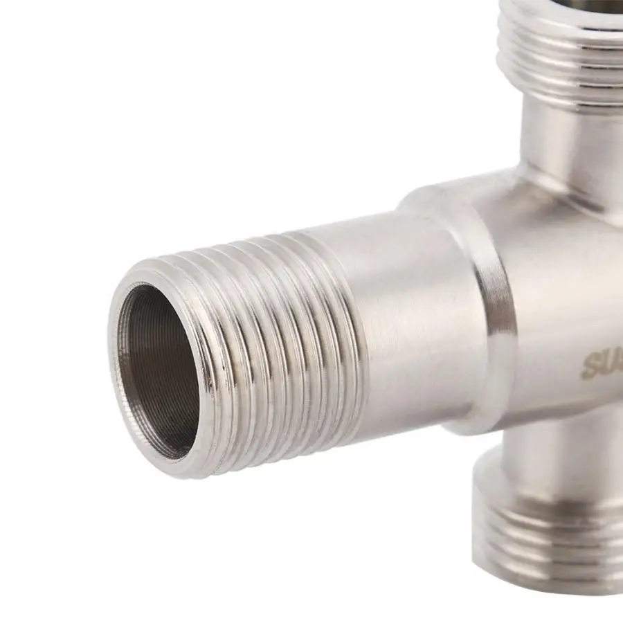 Electric Valve Stainless Steel 1 Inlet 2 Outlet Angle Valve Toilet Shower Faucet Connector G1/2" Electric Magnetic