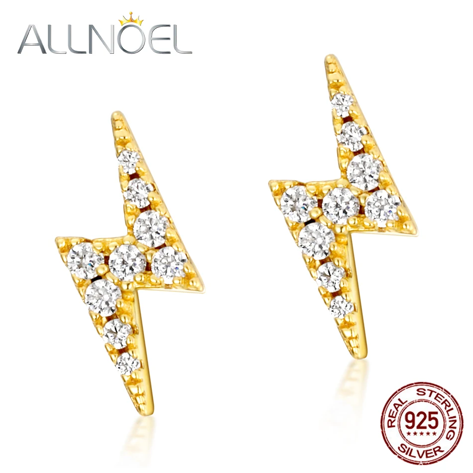 

ALLNOEL Silver 925 Jewerly Cubic Zirconia Stud Earrings For Women Lightning Bolt Fine Jewelry The Nightmare Before Christmas