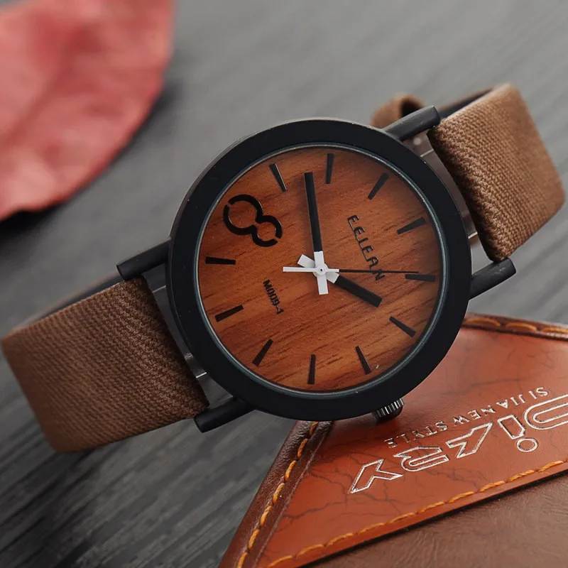 

Simulation New Retro Wood Manner Casual Wood Color Leather Strap Wood Mannliche Wristwatch Relogio masculino Wrist Watches