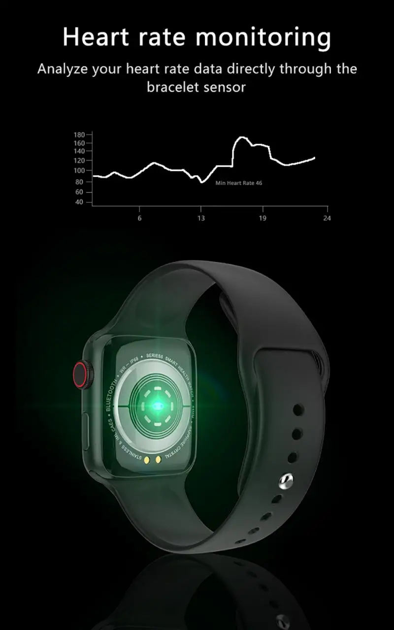 Для W68 smart watchIPS Экран мотор Вибрация Heartrate монитор многоязычный IP67 водонепроницаемый ремешок умные часы