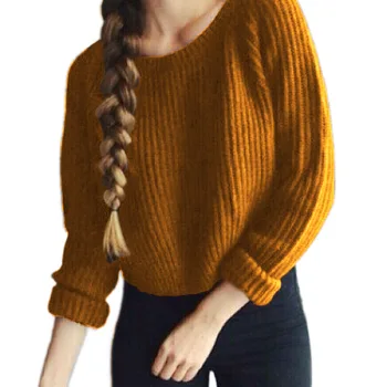 

2020 winter hot sale basic women sweaters computer knitted solid three quarter pullovers o-neck female fashion sweaters