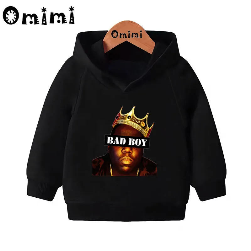 Детские толстовки в стиле хип-хоп с принтом «repper Notorious Big» детские толстовки с капюшоном пуловер для малышей Топы для маленьких девочек и мальчиков KMT456 - Цвет: Black-456G