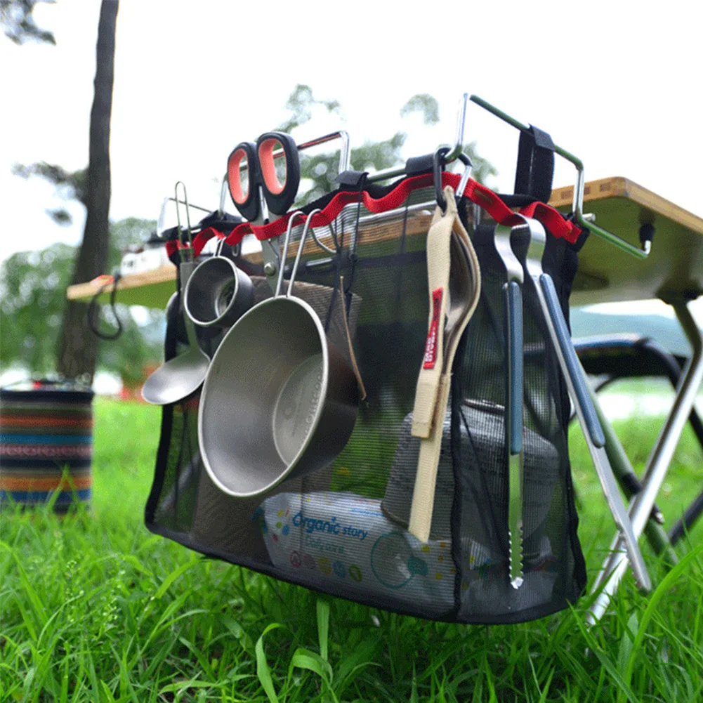 Outdoor Mesh Portable With Iron Rack Camping/Barbecue Picnic Storage Bag Organizer Kitchen Utensils