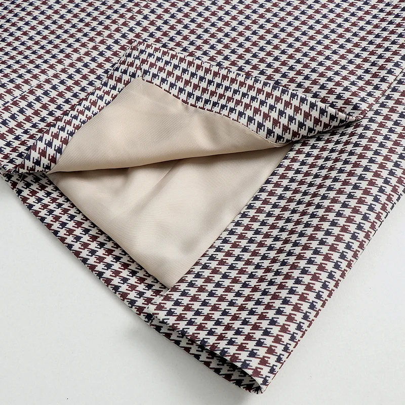 Vintage Women Plaid Blazer 2019 Fall Office Lady Single Breasted Notched Long Blazer Jacket Autumn Suit Coat Womens Blazers