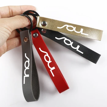 

High-quality Leather Car KeyChain Buckle Key Ring for Kia soul sorento sportage cerato rio car keychain car styling Accessories