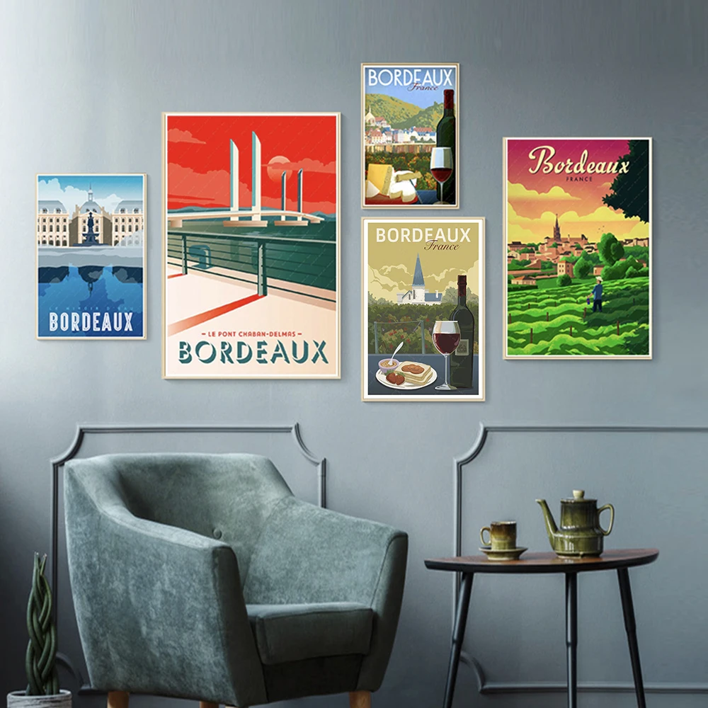 Poster Map Bordeaux Vineyards and Wines Wall 