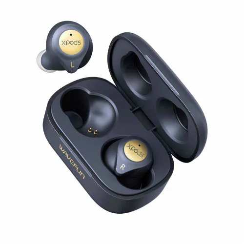 Wavefun XPods 3T Беспроводной наушники Bluetooth 5,0 aptX HIFI Беспроводной зарядки наушников игровая гарнитура с микрофоном - Цвет: Черный
