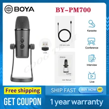 BOYA BY-PM700 USB kondenser mikrofon esnek Polar desenleri Windows ve Mac için röportaj konferans enstrüman Podcast