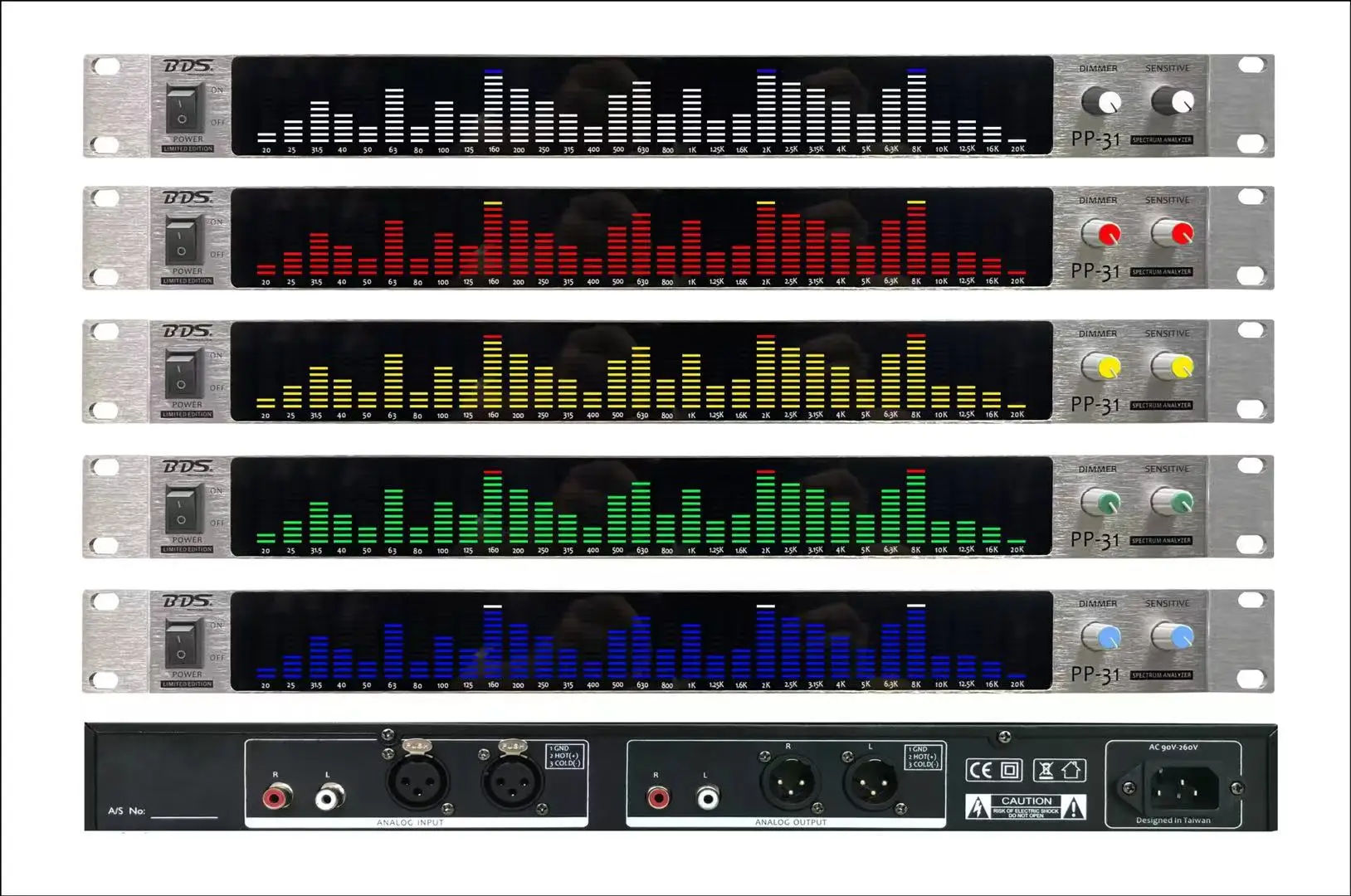 

BDS PP-31 rack-mounted 1U spectrum analysis display equalizer digital spectrum analyzer led stereo level indicator VU meter