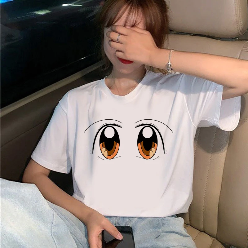 2020 Summer Big eyes Women T-shirt Printed Tshirts Casual Tops Tee Harajuku 90s Vintage White tshirt Female Clothing
