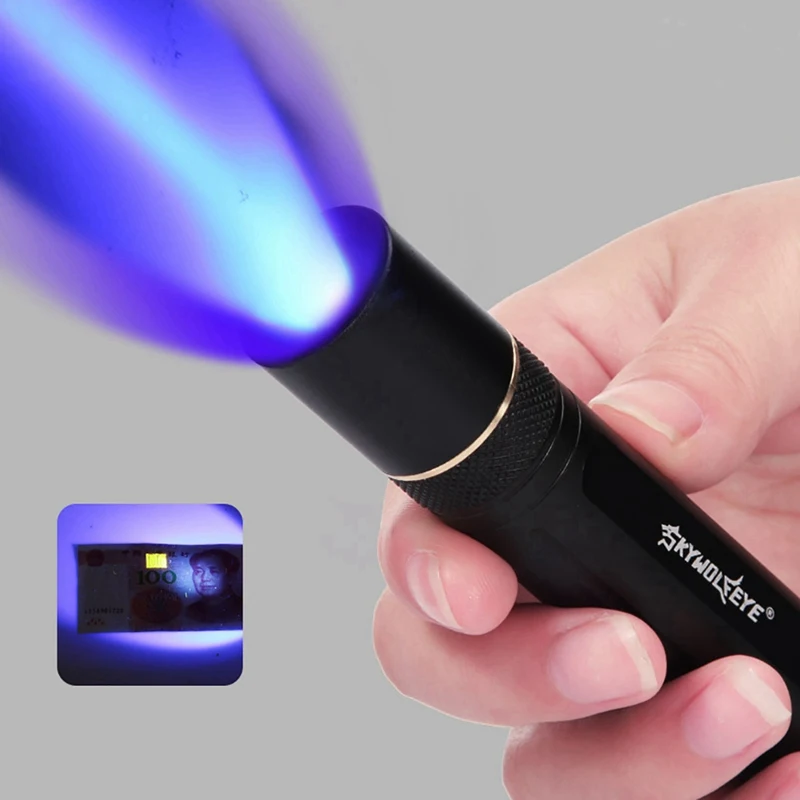 

LED Flashlight Purple Light Aluminium Alloy Torch Lamp Outdoor Lighting Tool Pet Stain Ultraviolet Blacklight Detector..