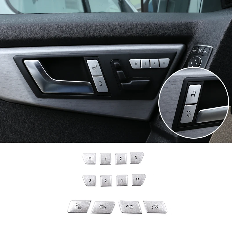 Алюминиевый сплав для Mercedes Benz GLK Class GLS GLE ML320 400 450 дверной замок сиденья Кнопка памяти декоративные наклейки автомобильные аксессуары