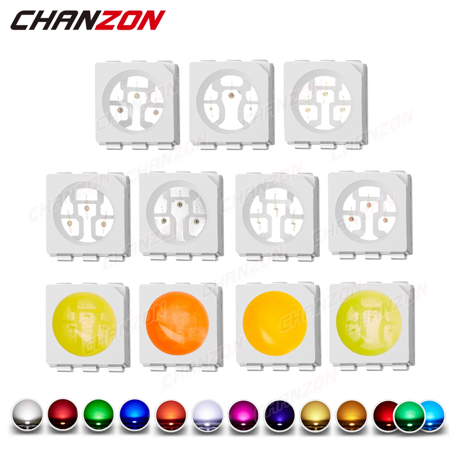 100 Pz 5050 Smd Led Diode Chip 0.2W Bianco Caldo Rosso Verde Blu Giallo Arancione Uv Viola Rosa Rgb Fai Da Te Pcb Lampada Perline Emissione