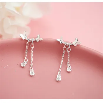 

925 Sterling Silver Hypoallergenic Butterfly Drop Earring for Women Girl Jewelry Brincos Joyas De Plata 925 Brincos eh1252
