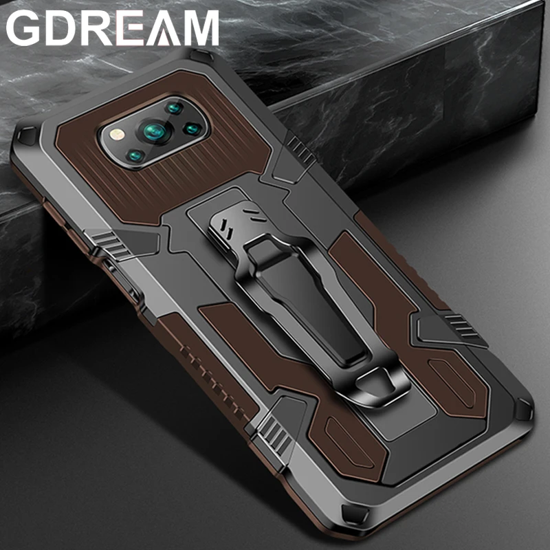 GDREAM Shockproof Phone Case For Xiaomi POCO X3 X3NFC X3Pro M3 Car Holder Back Clip Protective Cover F3 M3Pro M4Pro 5G |