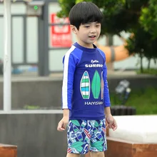 Детский купальный костюм; одежда для купания для маленьких мальчиков; одежда для детей; Новинка; одежда с длинными рукавами; Защита от солнца; детский раздельный купальник; Fmzxg