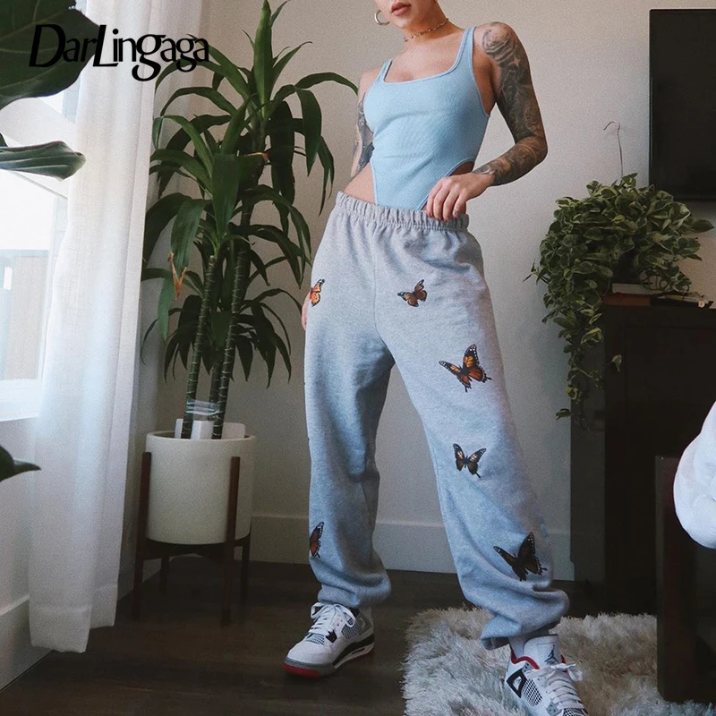 Darlingaga Streetwear Butterfly Print Sweatpants Women Baggy High Waist Pants Fashion Joggers Sweat Pants Women Workout Pantalon Darlingaga Streetwear Butterfly Print Sweatpants Women Baggy High Waist Pants Fashion Joggers Sweat Pants Women Workout Pantalon