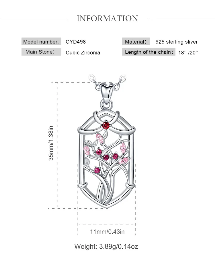 EUDORA, 925 пробы, серебряное дерево жизни, подвеска, прозрачный розовый CZ, ожерелье, s goddess, элегантное ожерелье, хорошее ювелирное изделие, подарок на день рождения D498