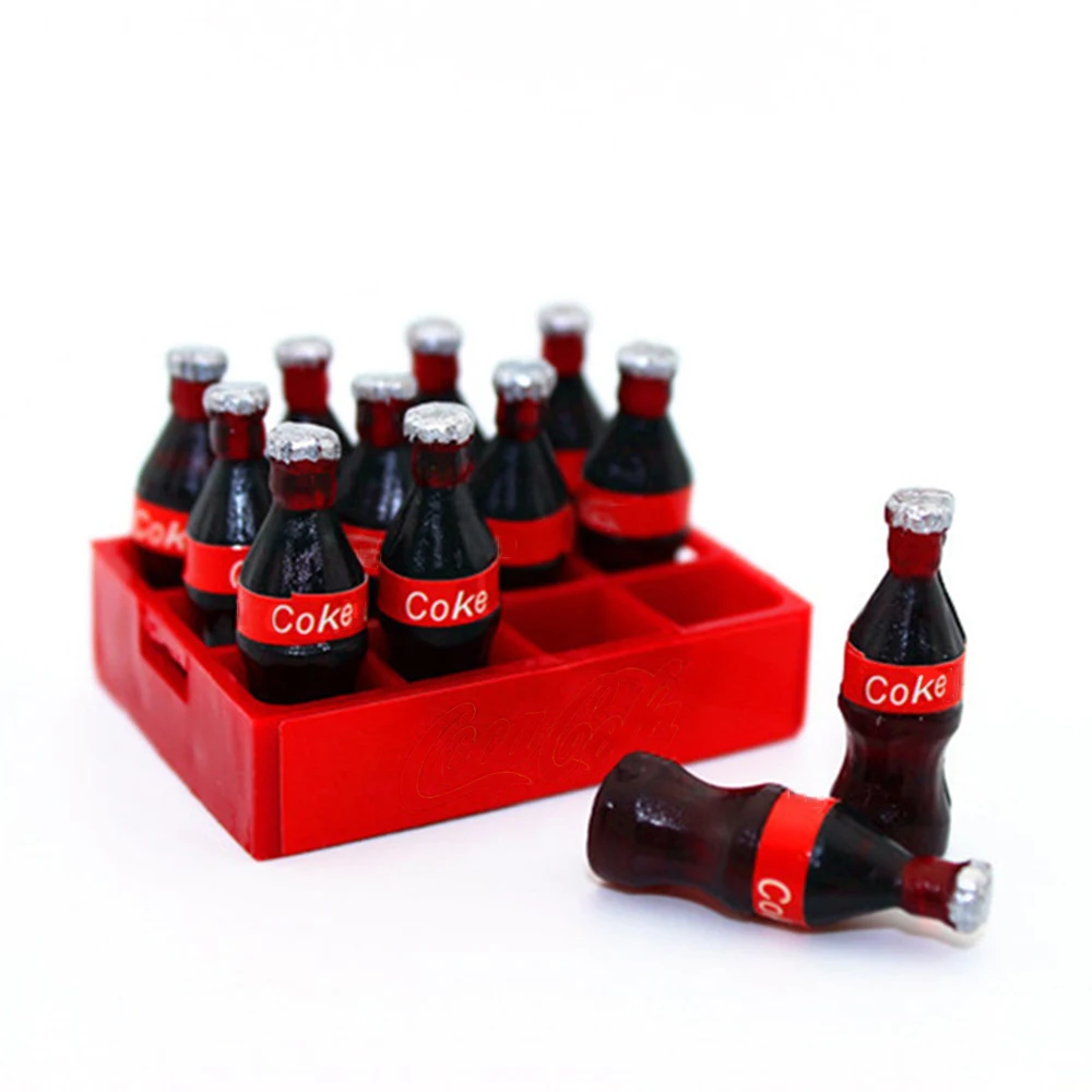 12 Coca Cola Bottles on Tray Dollhouse Miniatures Food Supply Deco