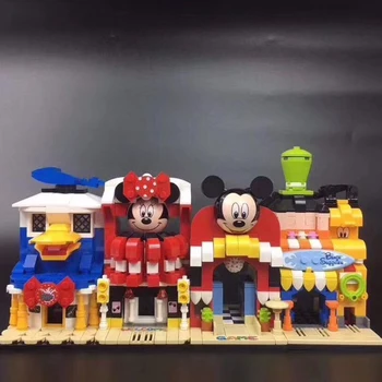 

Lepining Friends Street view Castle Mickeys Mouses Donald Duck Figures Building Block Bricks for Classic kids Toys