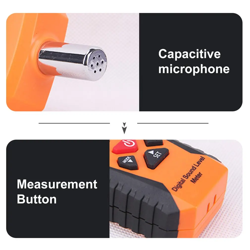 Kopen Digital Sound Level dB Meter 30dB ~ 130dB Decibe Noise Logger Detector Diagnostic Tool Temperatuur Tester Met Achtergrondverlichting