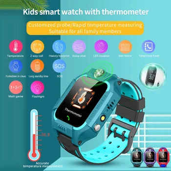 

2020 W02 Temperature Detection Children Smart Watch LBS SOS Remote Monitor Call Function Watch Phone Lighting Watch