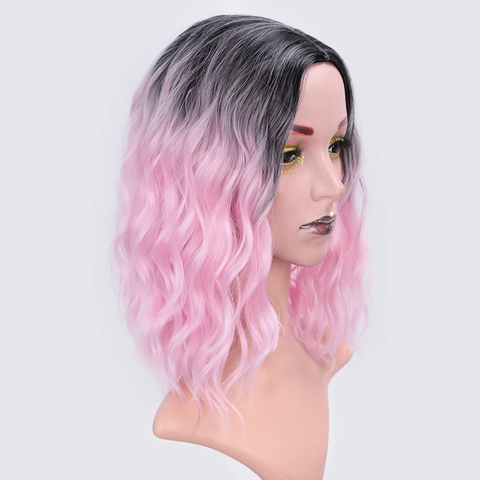 I's a wig 14 ''Ombre розовый/синий/Блонд синтетические парики короткие волны воды парик для женщин может быть Косплей Высокая температура волокна волос