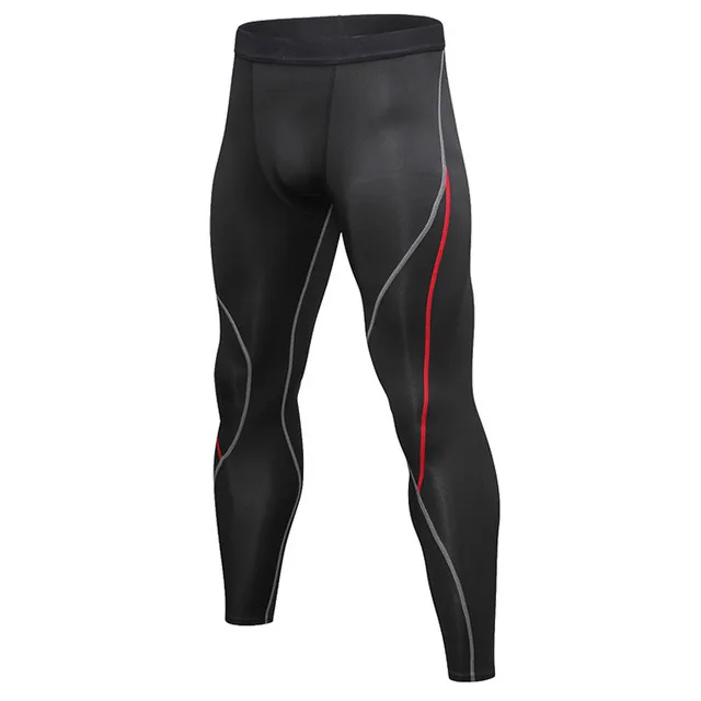black red Quick Dry Skinny Running Tights Men Compression Fitness Crossfit Training Gym Leggings Sports Jogging Long Yoga Athletic Pants - Цвет: black red