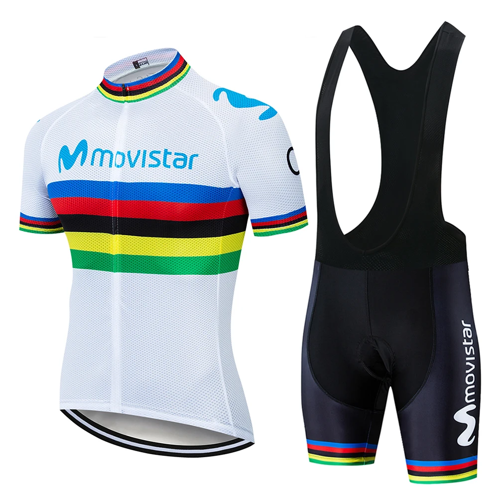 

2019 White MOVISTAR cycling TEAM jersey 20D bike shorts Ropa Ciclismo MENS summer quick dry pro BICYCLING Maillot bottom wear
